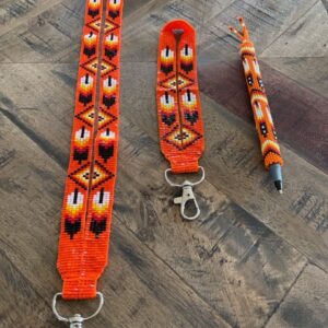 Orange Lanyard Brick Stitch